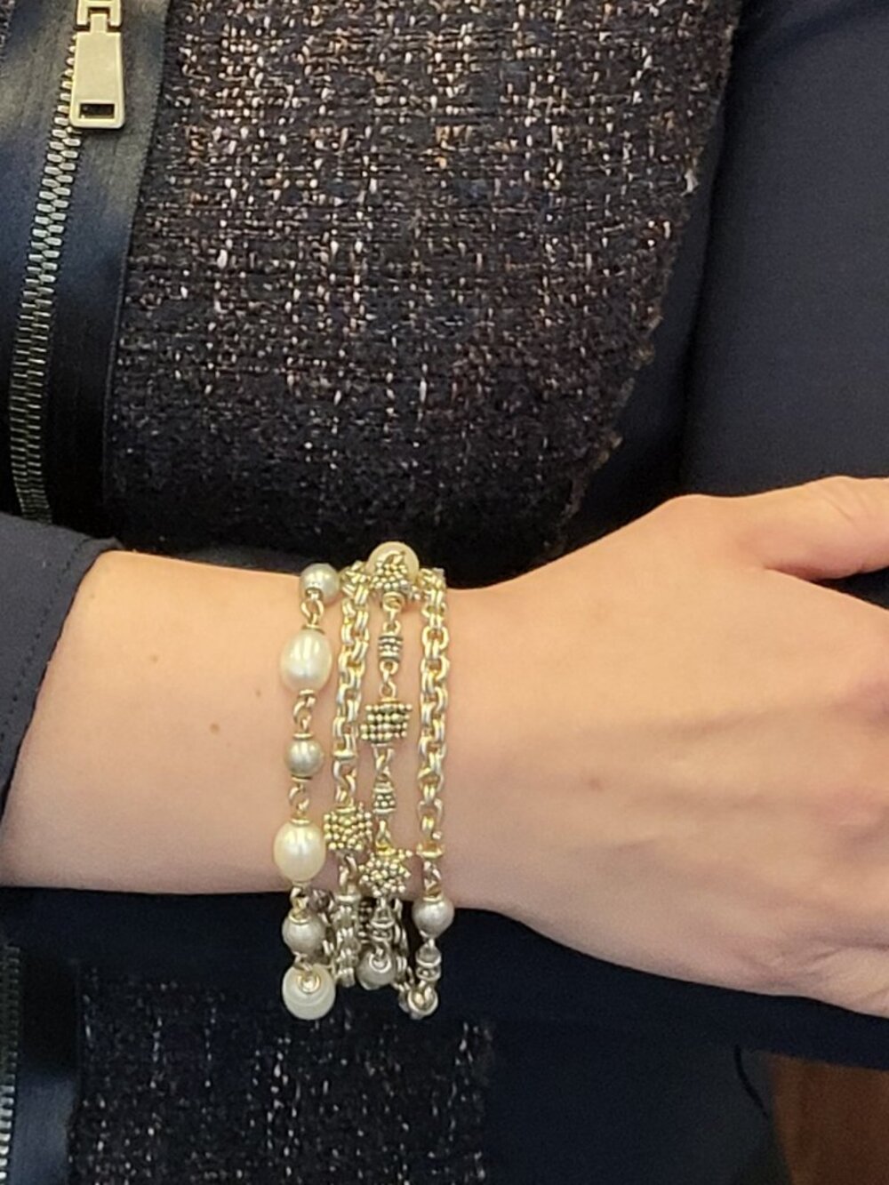 Michael Dawkins Starry Night Silver & Pearl Bracelet - Picture 7 of 8